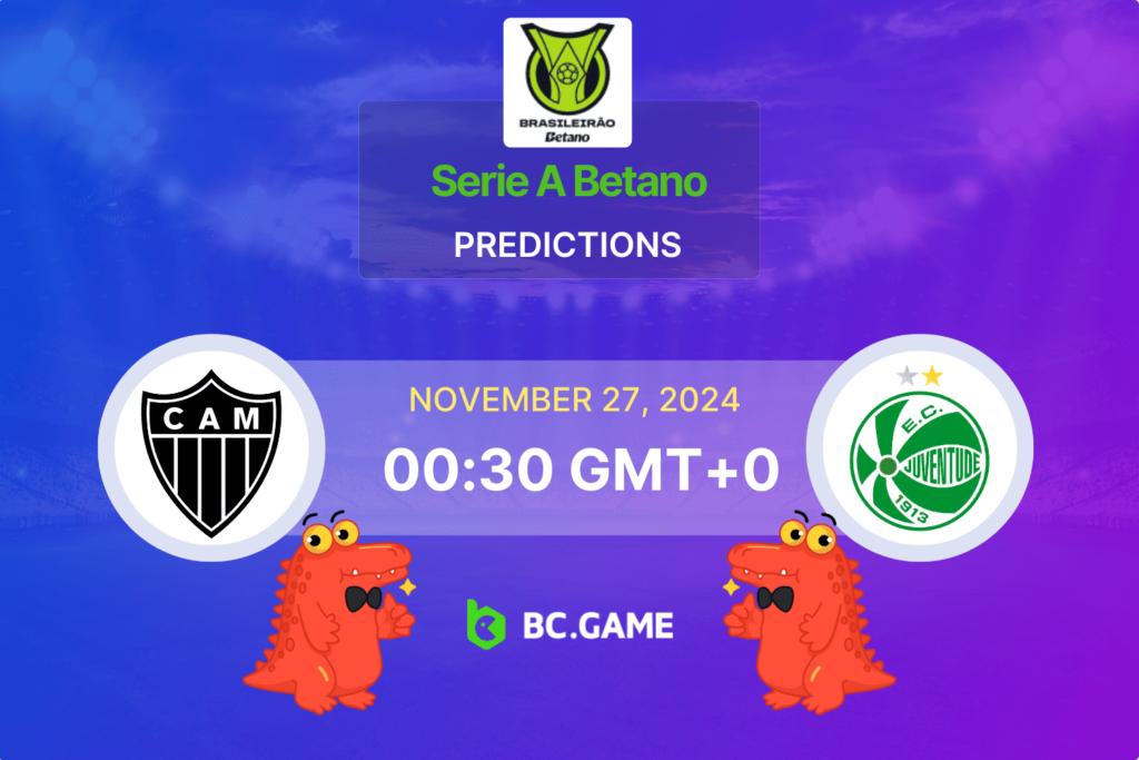 Match prediction for the Atlético MG vs Juventude game at Serie A 2024.