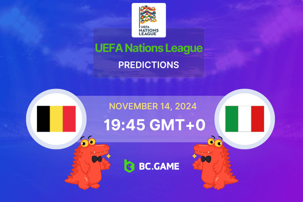 Match prediction for the Belgium vs Italy game at UEFA Nations League 2024.