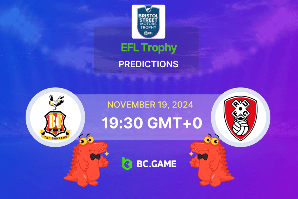 Match prediction for the Bradford City vs Rotherham United game at EFL Trophy 2024.