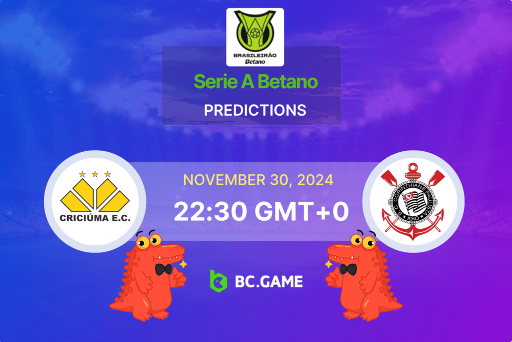 Match prediction for the Criciúma vs Corinthians game at Brasileirão 2024.