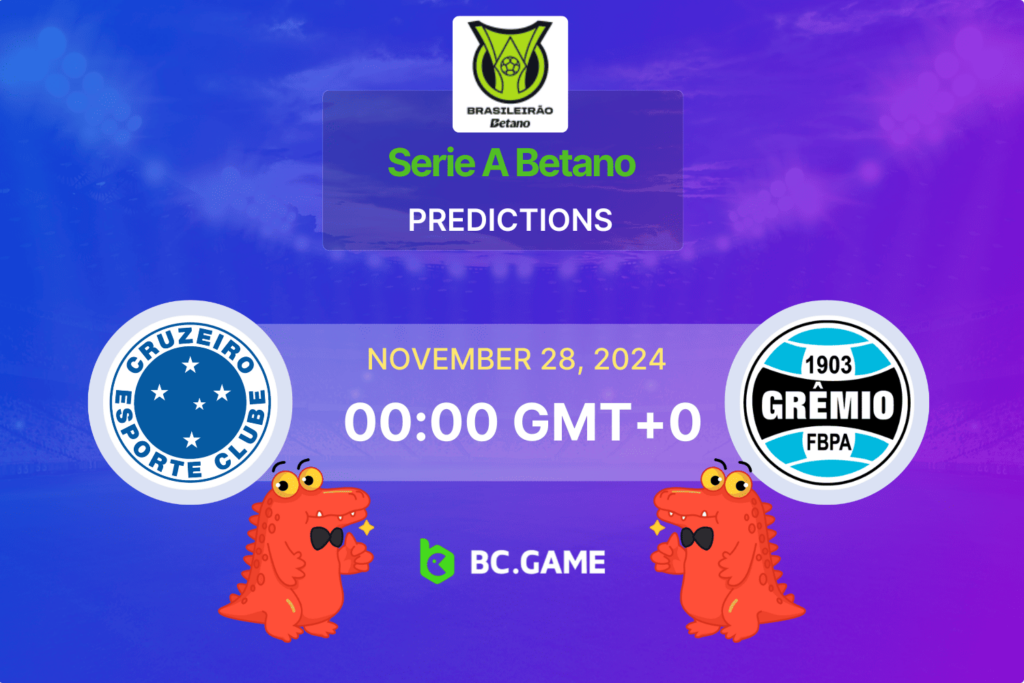 Match prediction for the Cruzeiro vs Grêmio game in Brazilian Serie A 2024.