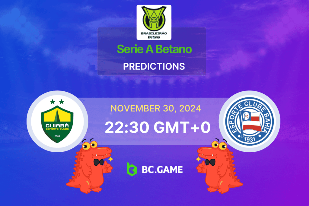 Match prediction for the Cuiabá vs Bahia game at Serie A 2024.