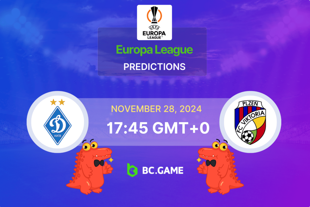 Match prediction for the Dynamo Kyiv vs Viktoria Plzen game at UEFA Europa League 2024.