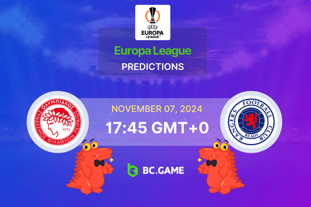 Match prediction for the Olympiacos Piraeus vs Rangers game at UEFA Europa League 2024.