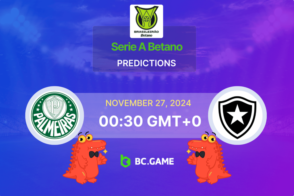 Match prediction for the Palmeiras vs Botafogo RJ game in Serie A 2024.