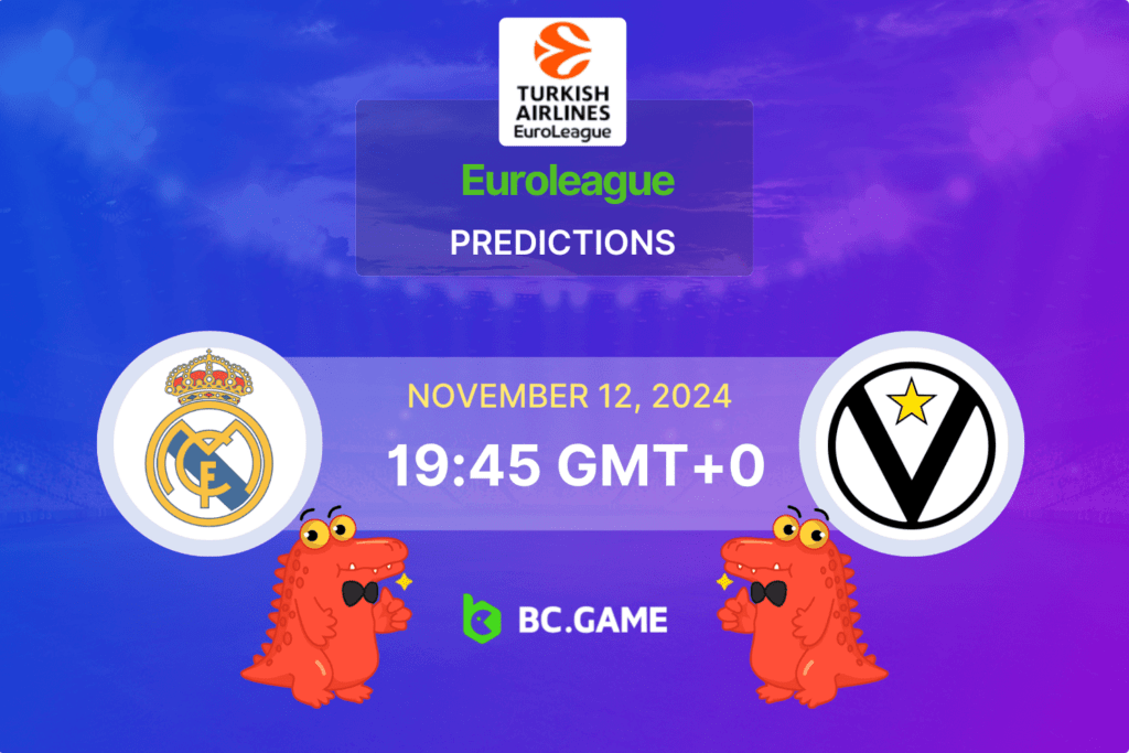 Match prediction for the Real Madrid vs Virtus Bologna game at EuroLeague 2024.