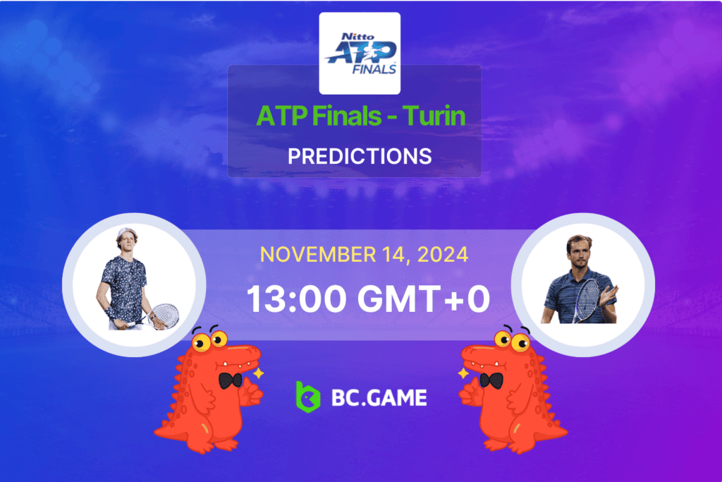 Match prediction for the Sinner vs Medvedev game at ATP Finals Turin 2024.