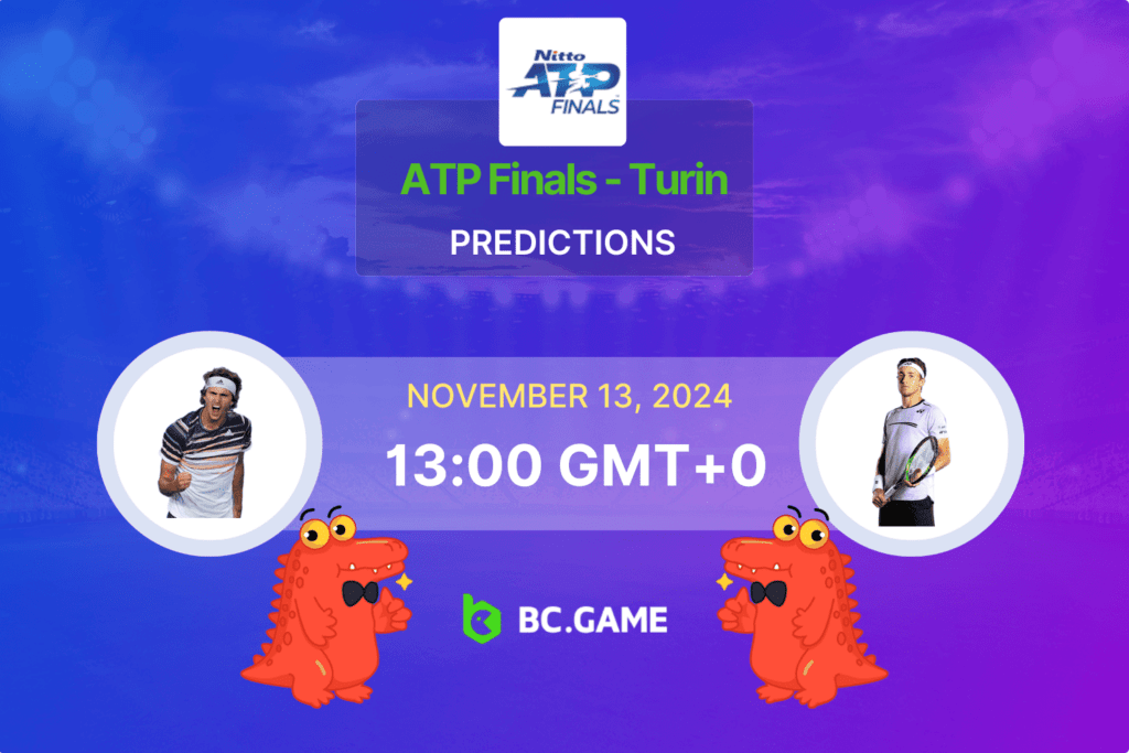 Match prediction for the Zverev vs Ruud game at Nitto ATP Finals 2024.