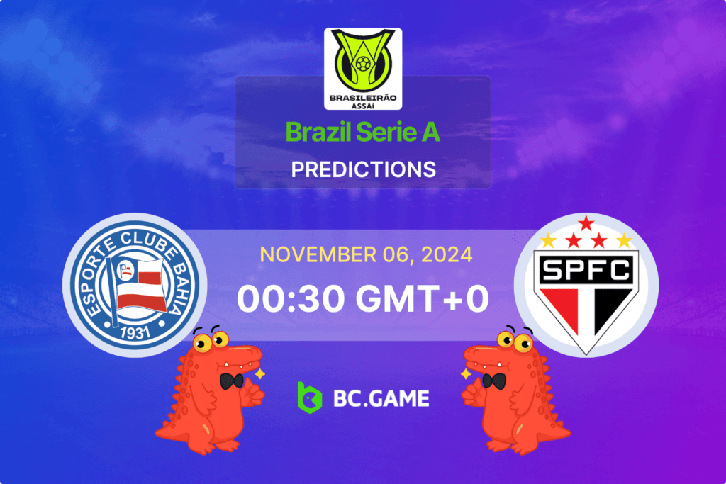 Match prediction for the Bahia vs São Paulo game at Brazil Serie A 2024.