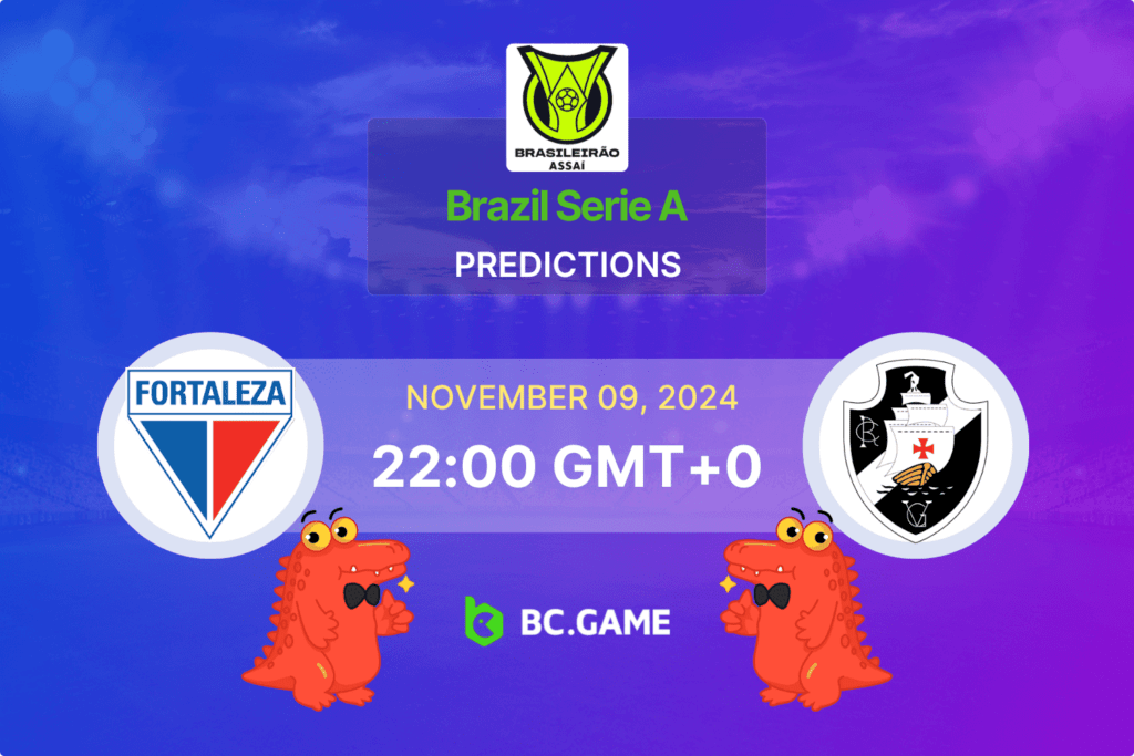 Match prediction for the Fortaleza vs Vasco da Gama game at Brazil Serie A 2024.