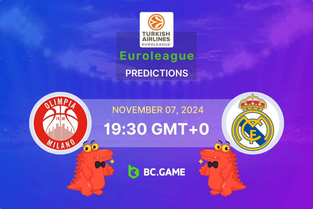 Match prediction for the Olimpia Milano vs Real Madrid game at Euroleague 2024.