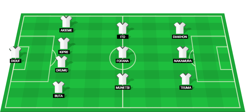 Projected starting lineup for Reims in the Coupe de France match against Monaco.