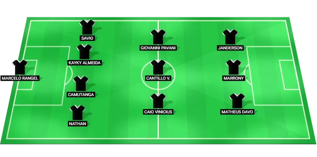 Football lineup of Remo players for the Serie B match against America MG on August 9, 2025.