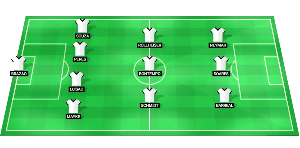 Santos predicted lineup vs Fluminense Serie A Betano Round 22.