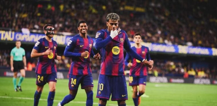 Lamine Yamal responde a los pitos de La Cerámica con una celebración muy comentada