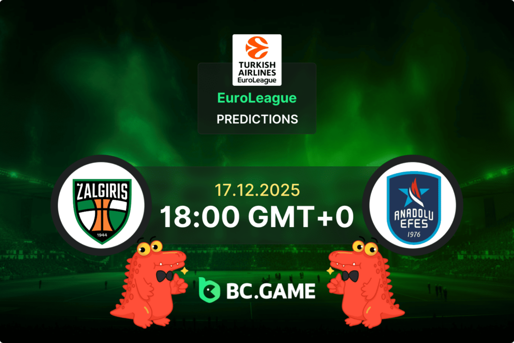 Match prediction for the Zalgiris Kaunas vs Anadolu Efes game at EuroLeague 2025