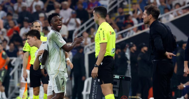 El Atlético acusa a Vinicius de iniciar el conflicto con burlas al banquillo