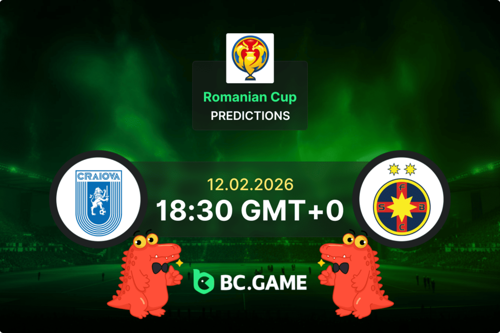 Match prediction for the Universitatea Craiova vs FCSB game at Romanian Cup 2026