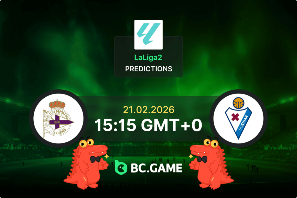 Match prediction for Deportivo La Coruna vs Eibar at LaLiga2 on February 21, 2026