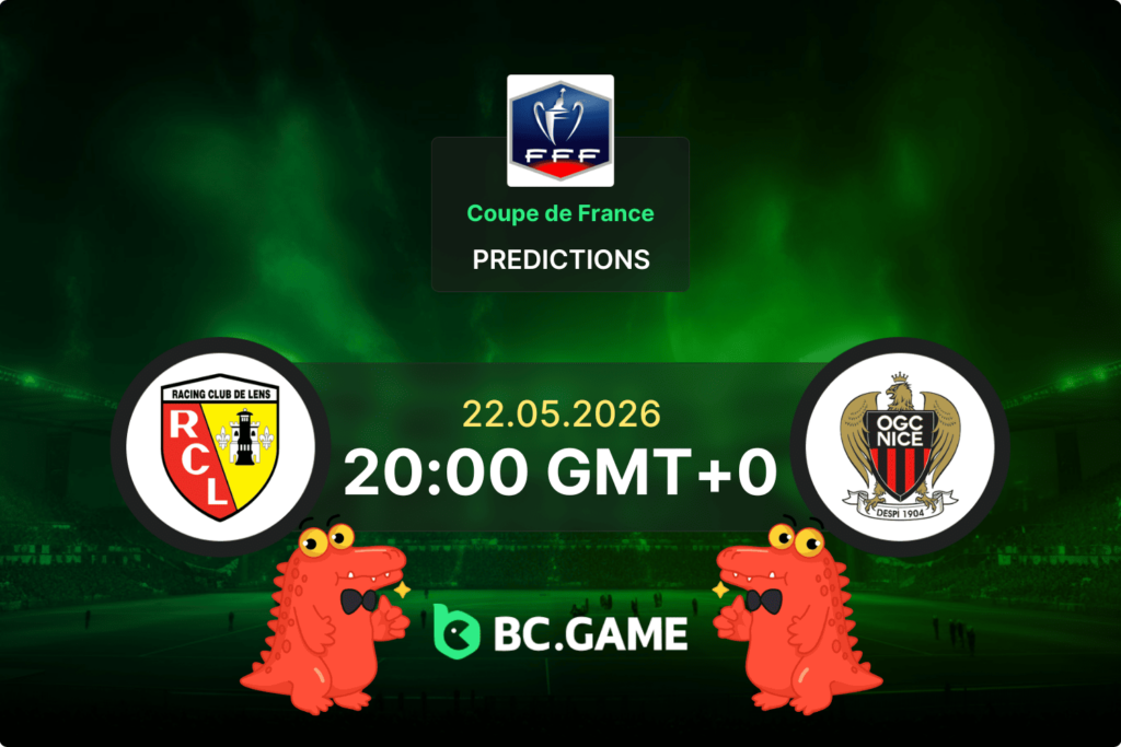 Match prediction for the Lens vs Nice game at the 2026 Coupe de France Final