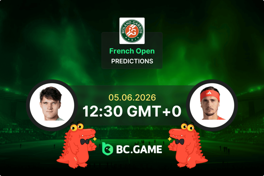 Match prediction for the Jiri Mensik vs Alexander Zverev game at French Open 2026