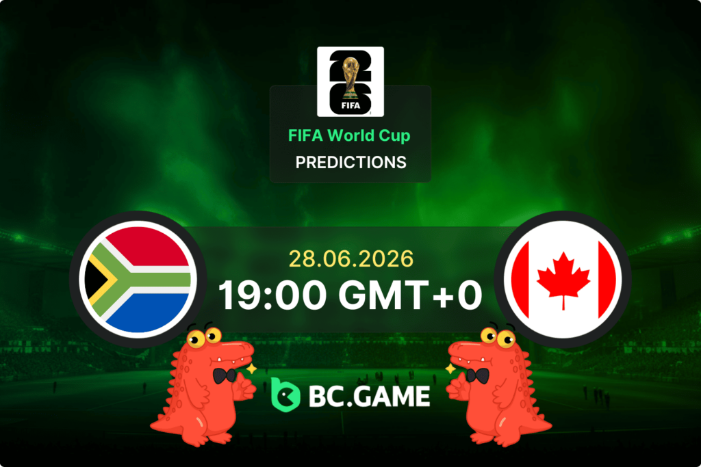 Match prediction for the South Africa vs Canada game at FIFA World Cup 2026.