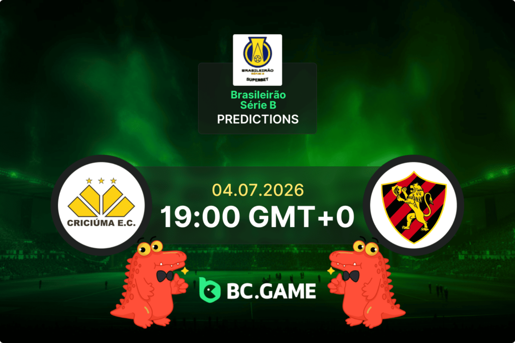 Match prediction for the Criciúma vs Sport Recife game at Brasileirão Série B 2026.
