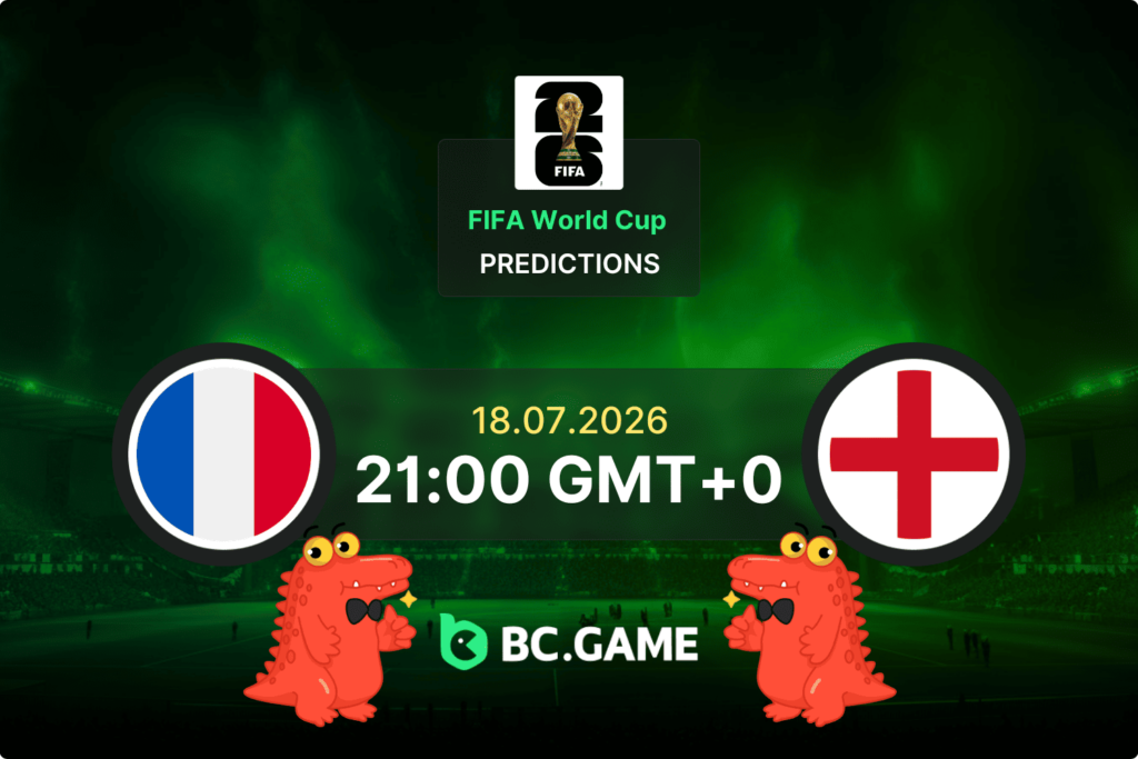 Match prediction for the France vs England game at FIFA World Cup 2026.