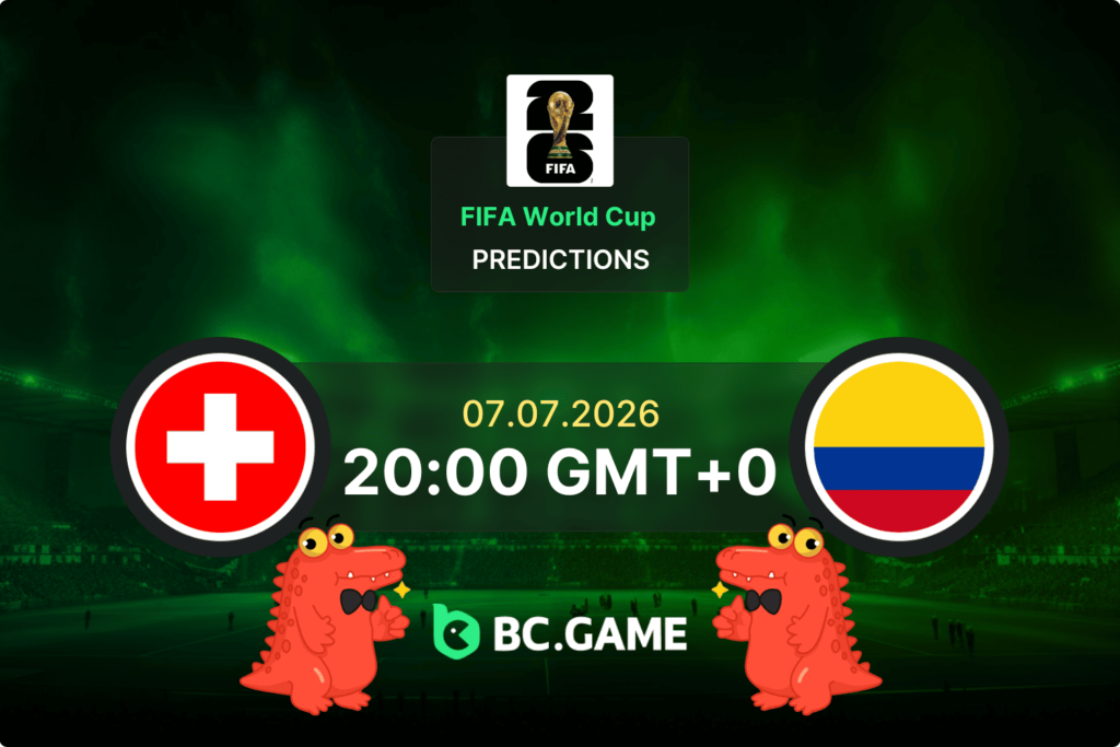 Match prediction for the Switzerland vs Colombia game at FIFA World Cup 2026.