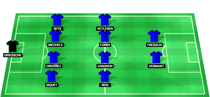 Club Brugge KV predicted starting lineup against KV Kortrijk August 2026