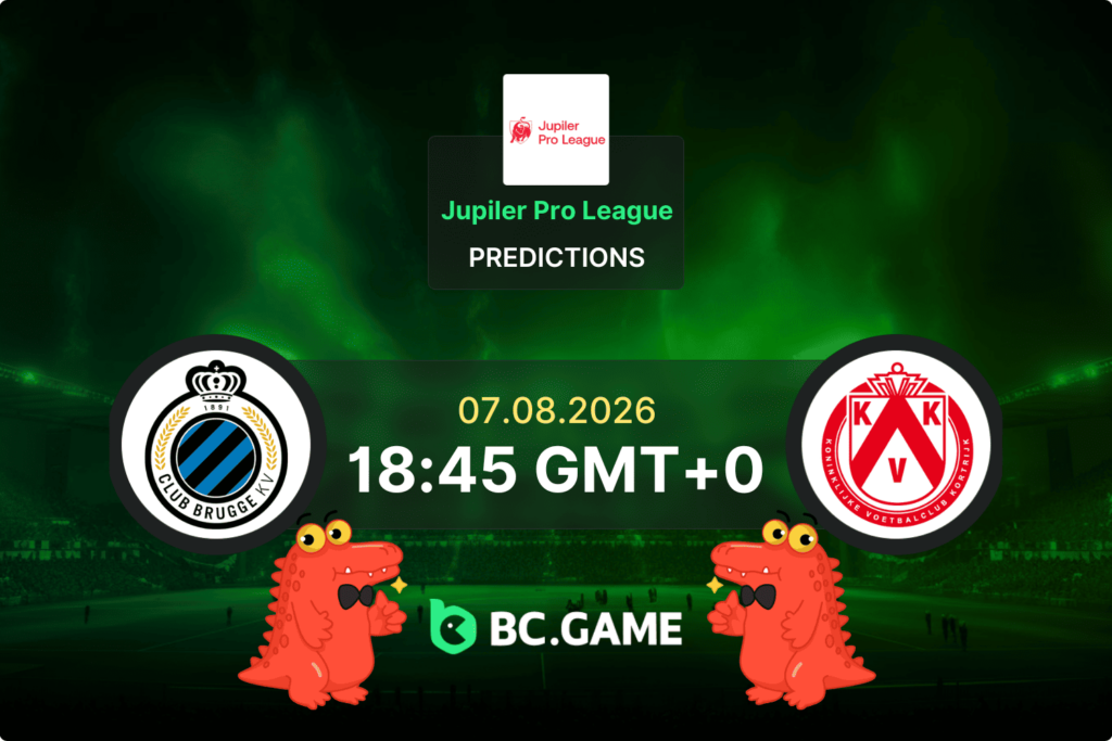 Match prediction for the Club Brugge KV vs KV Kortrijk game at Jupiler Pro League 2026.