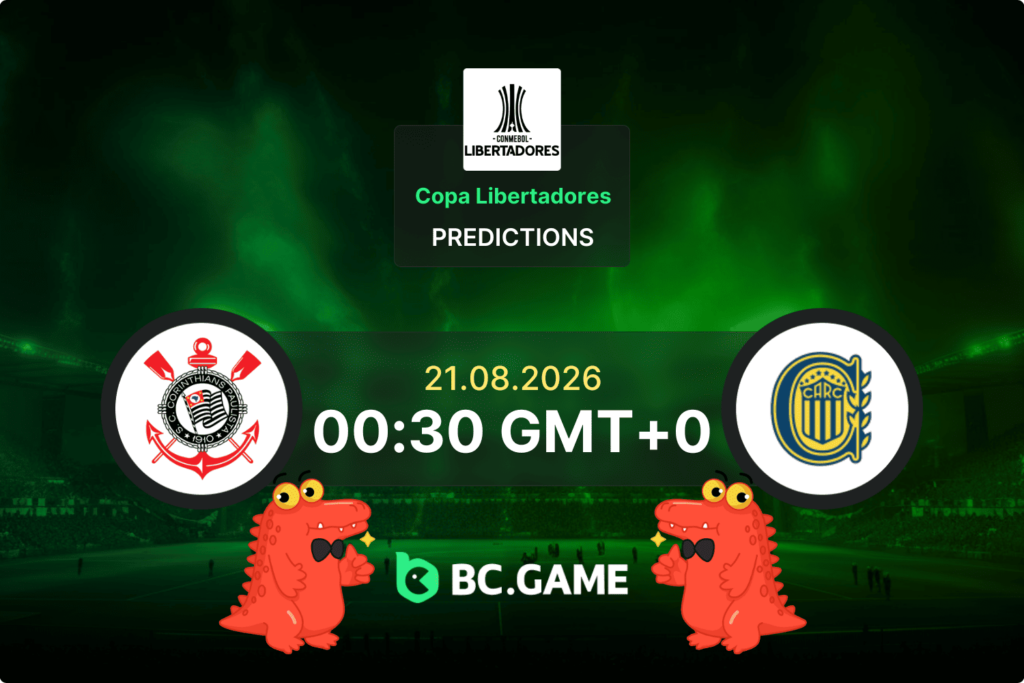 Match prediction for the Corinthians vs Rosario Central game at Copa Libertadores 2026.