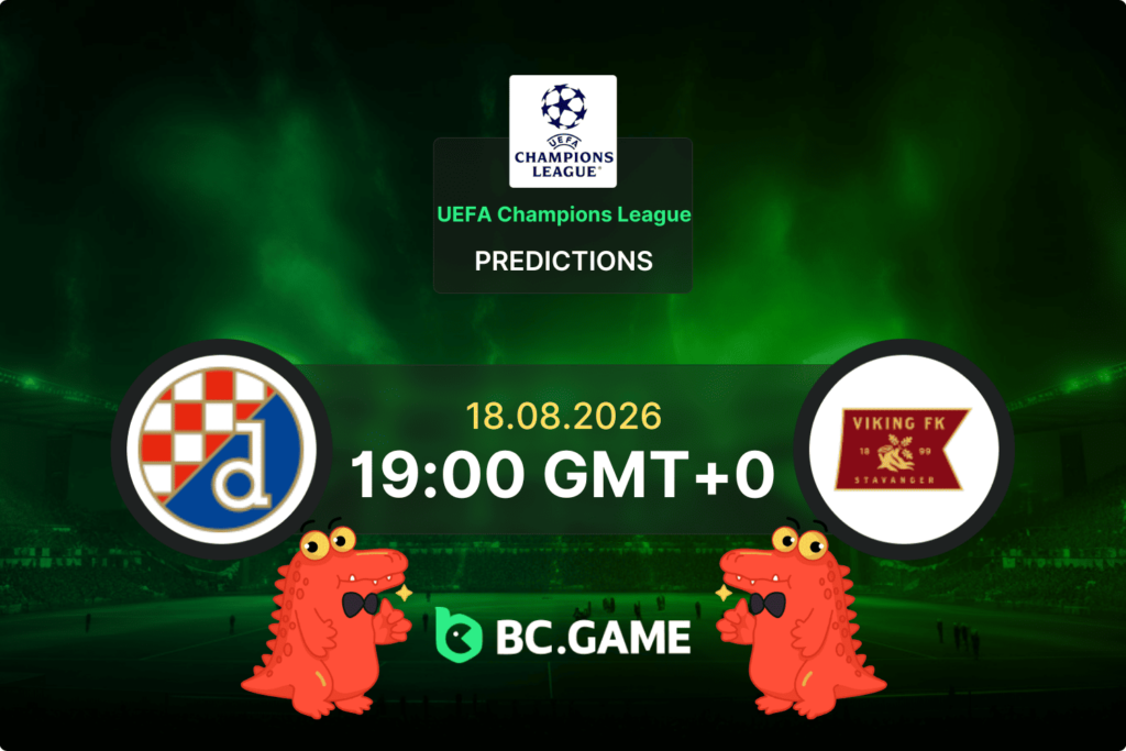 Match prediction for the GNK Dinamo Zagreb vs Viking FK game at UEFA Champions League Qualification 2026.