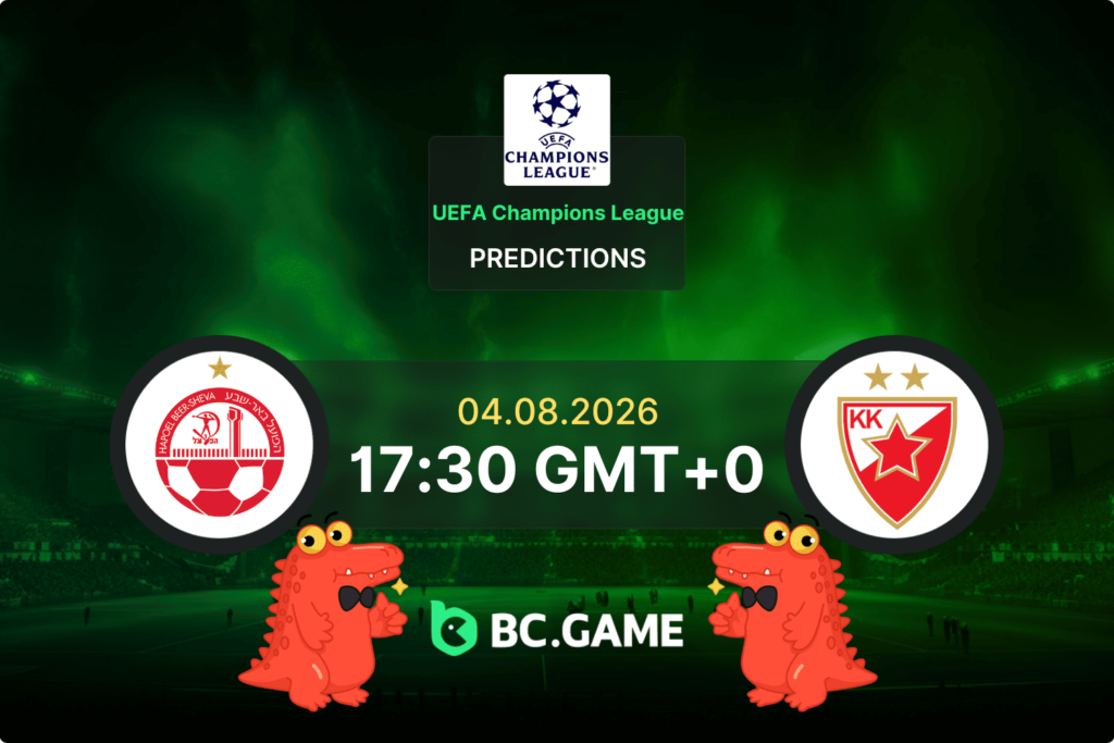 Match prediction for the Hapoel Be'er Sheva vs FK Crvena zvezda game at UEFA Champions League 2026