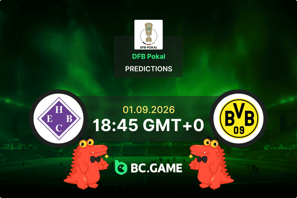 Match prediction for the HEBC Hamburg vs Borussia Dortmund game at DFB Pokal 2026.