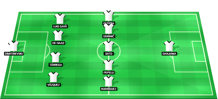 Valencia CF and Real Betis players competing on the pitch ahead of their La Liga clash